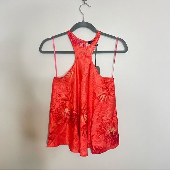 NEW ALLSAINTS PRINTED SILK BLEND TOP NWT Size 4 - Picture 8 of 9